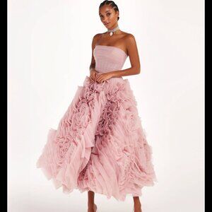 Milla, itsMilla dramatically flowered tulle dress in misty pink
